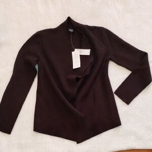 Eileen Fisher Rich Brown Open Front Cardigan